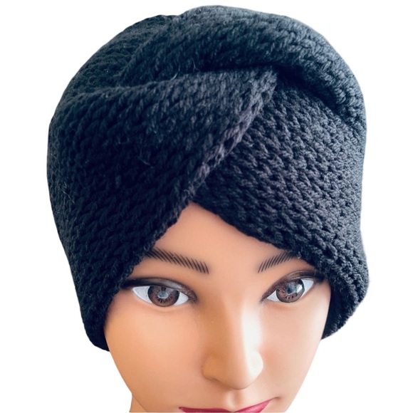 Handmade Accessories - Handmade head ear warmer black soft acrylic holiday gift stocking stuffer